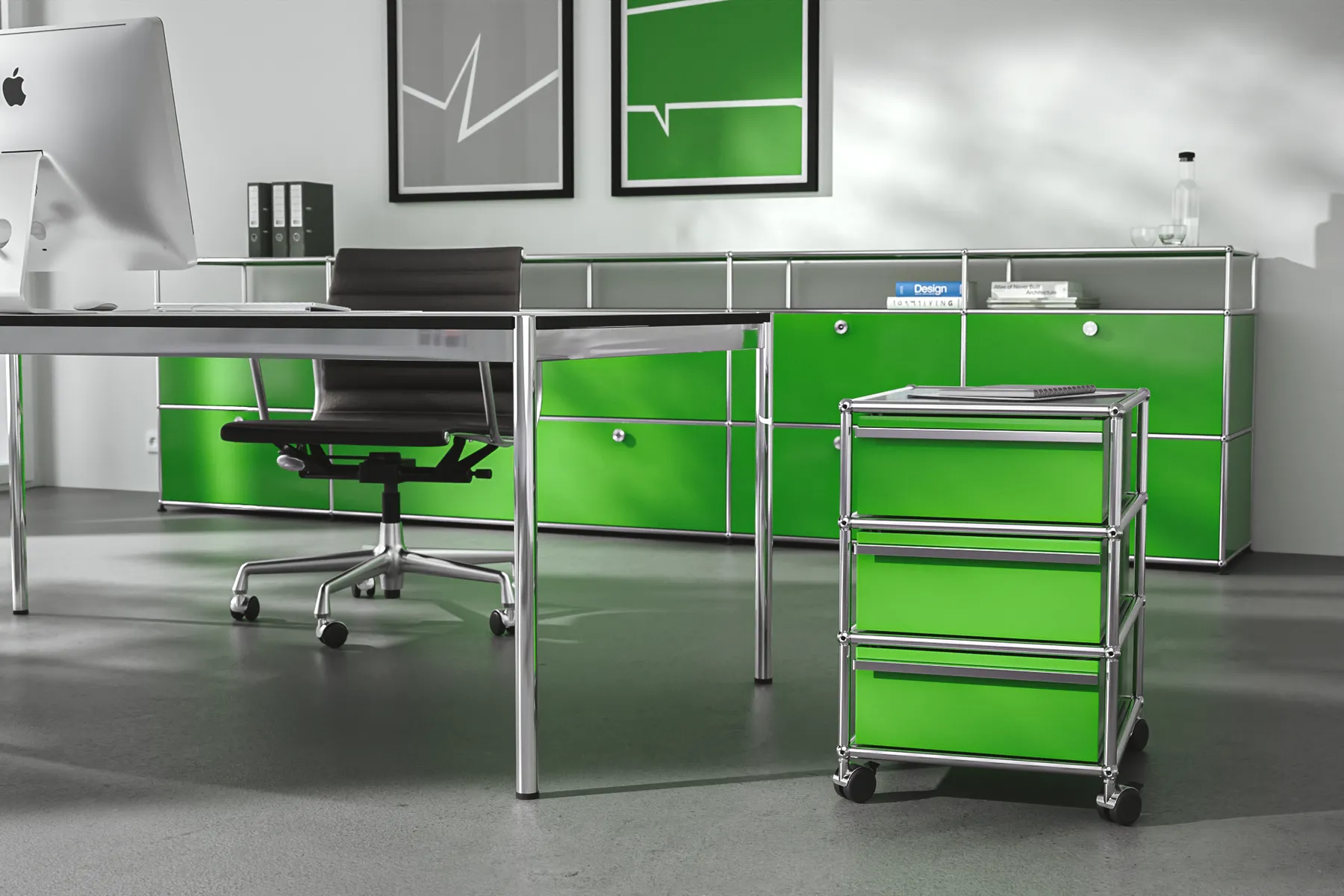 Büro Einrichtung mit USM Haller in Grün