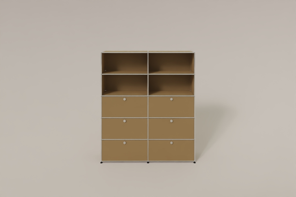 USM Haller Schrank/Regal mit 6 Klapptüren und offenen Fächern. Produktbild
