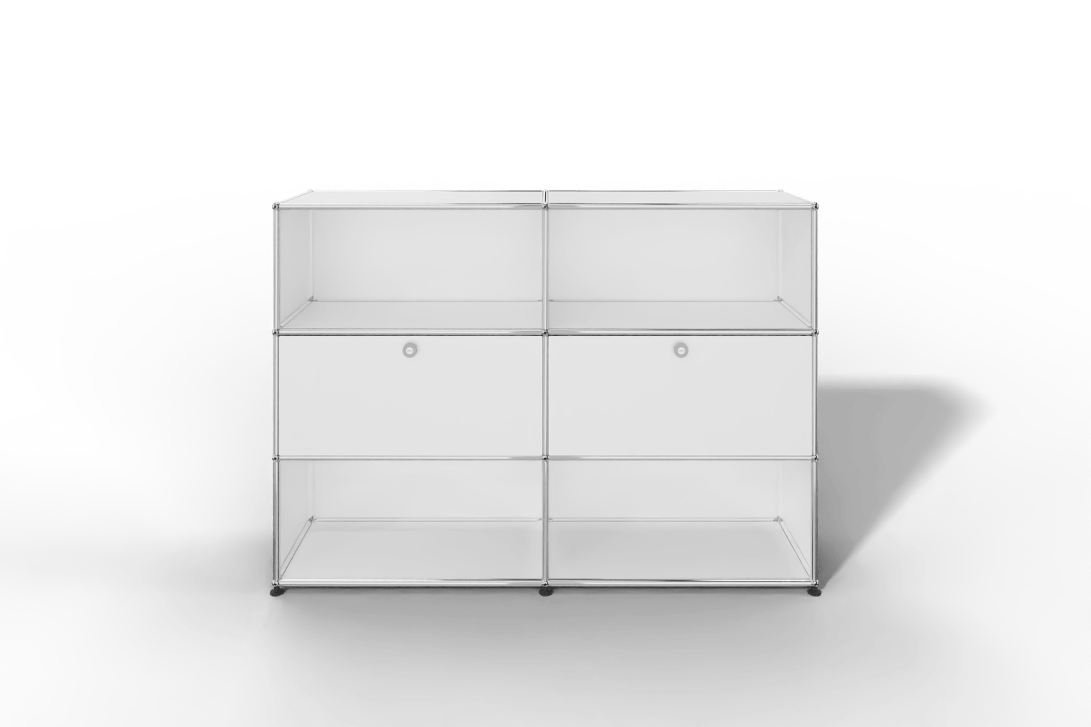 USM Haller Highboard mit 2 Klapptüren und 4 offenen Fächern in 14 Farben. Produktbild