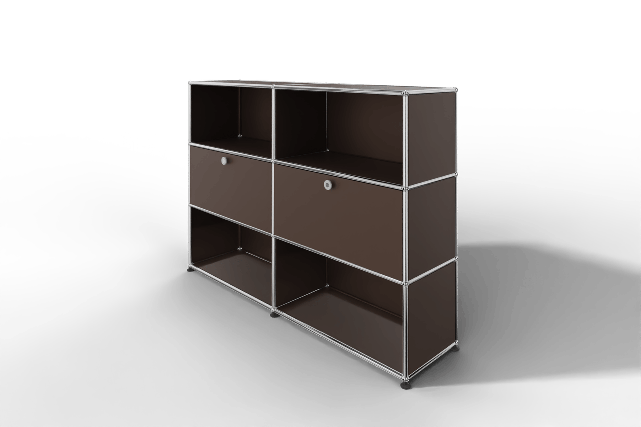 USM Haller Highboard mit 2 Klapptüren und 4 offenen Fächern in 14 Farben. Produktbild