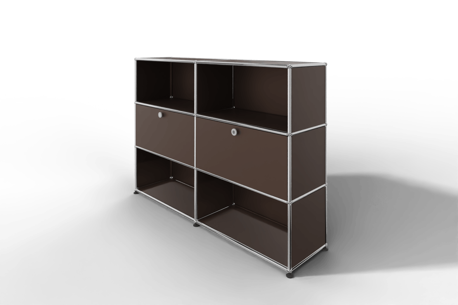 USM Haller Highboard mit 2 Klapptüren und 4 offenen Fächern in 14 Farben. Produktbild
