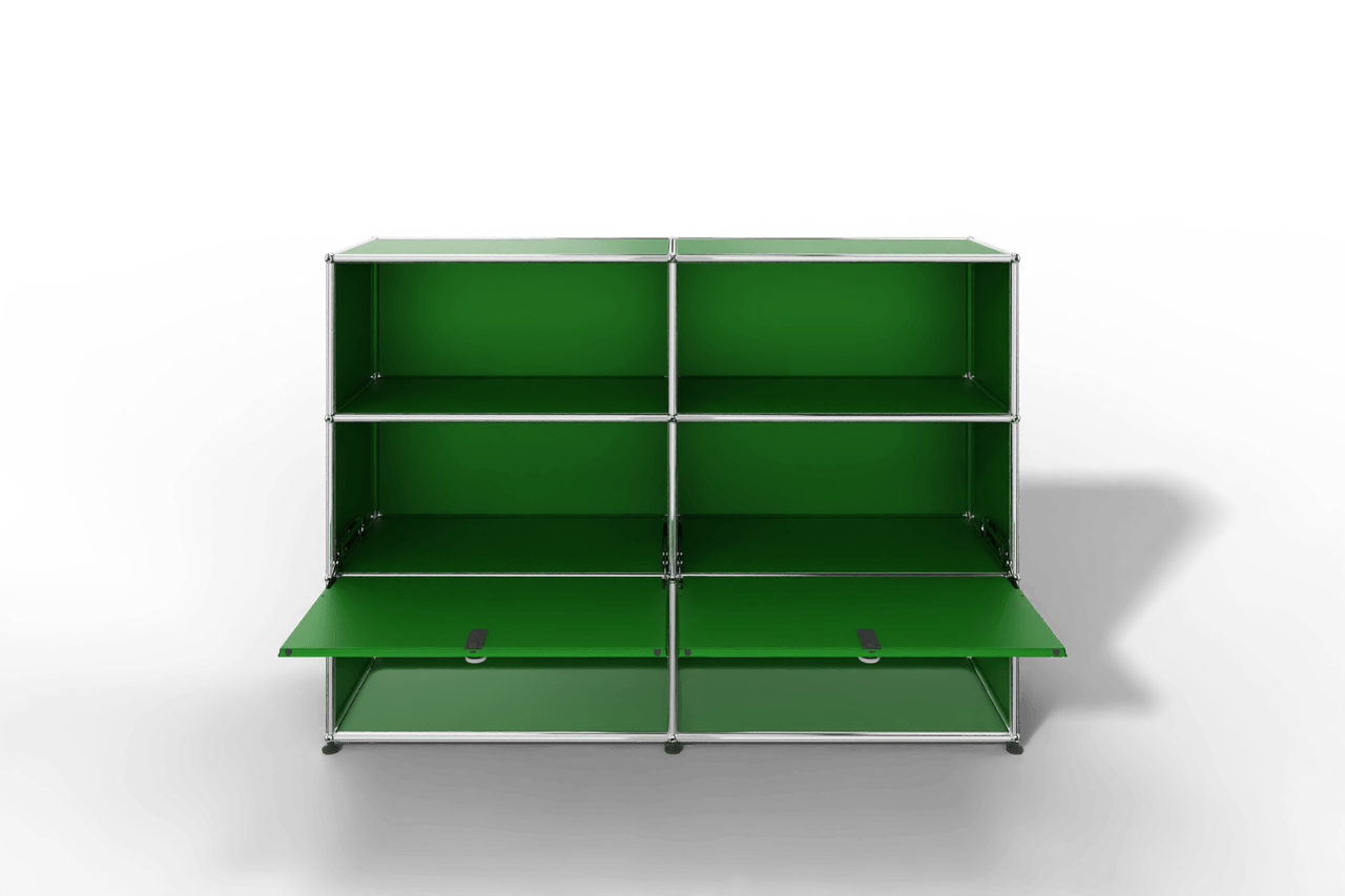USM Haller Highboard mit 2 Klapptüren und 4 offenen Fächern in 14 Farben. Produktbild
