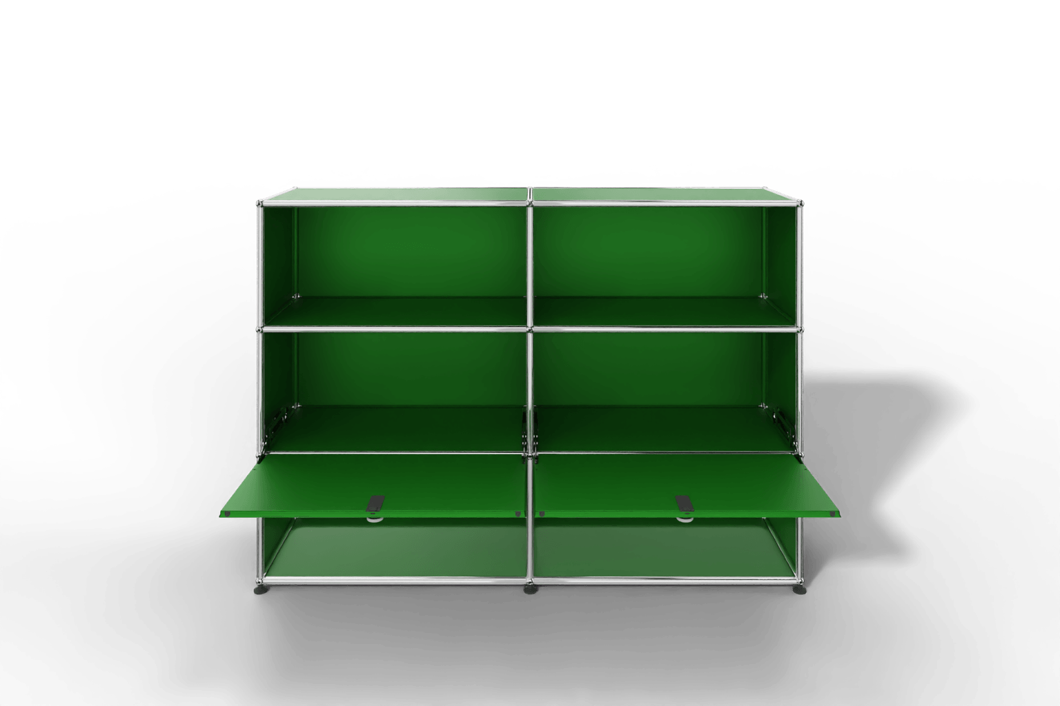 USM Haller Highboard mit 2 Klapptüren und 4 offenen Fächern in 14 Farben. Produktbild