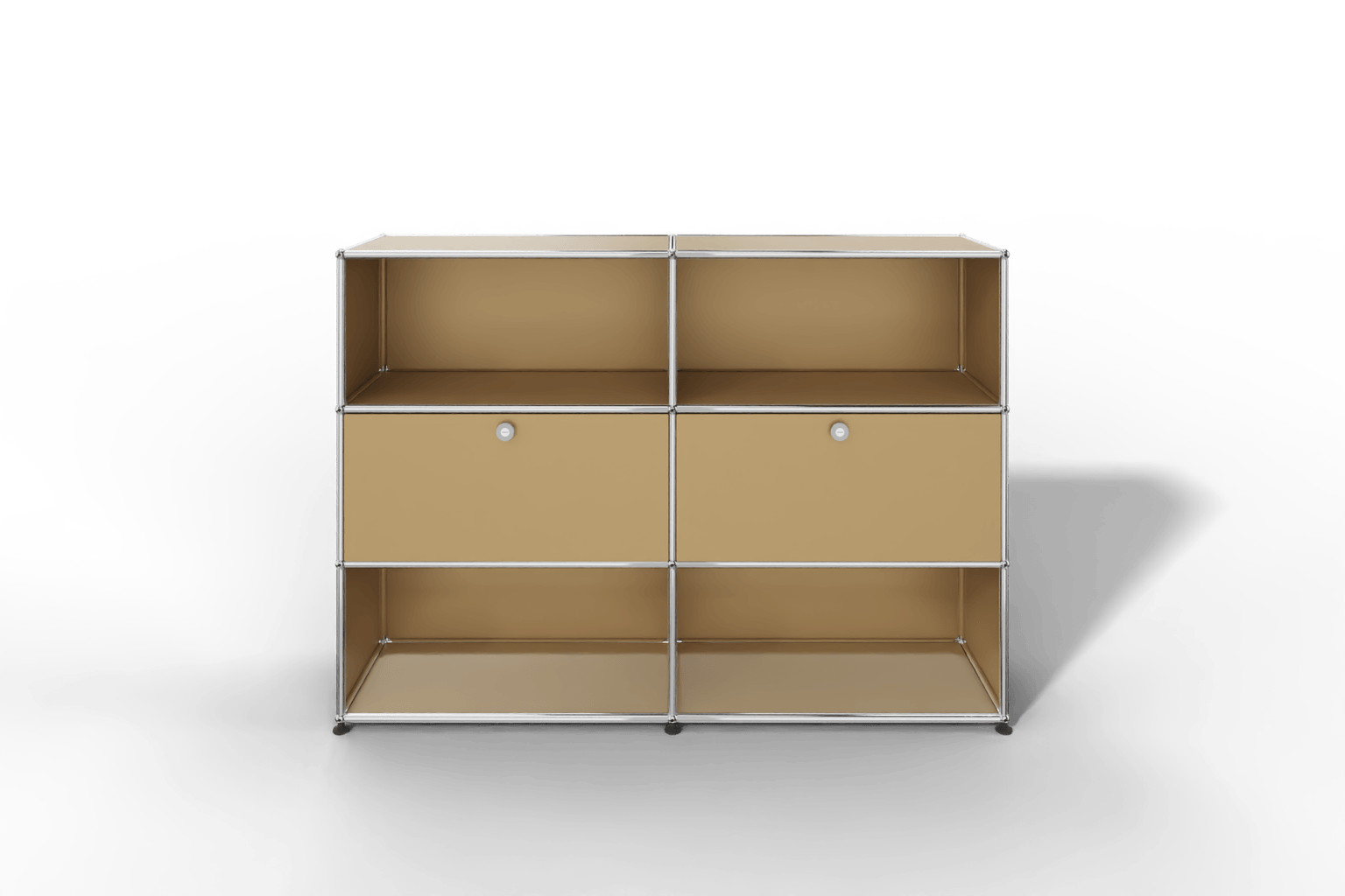 USM Haller Highboard mit 2 Klapptüren und 4 offenen Fächern in 14 Farben. Produktbild