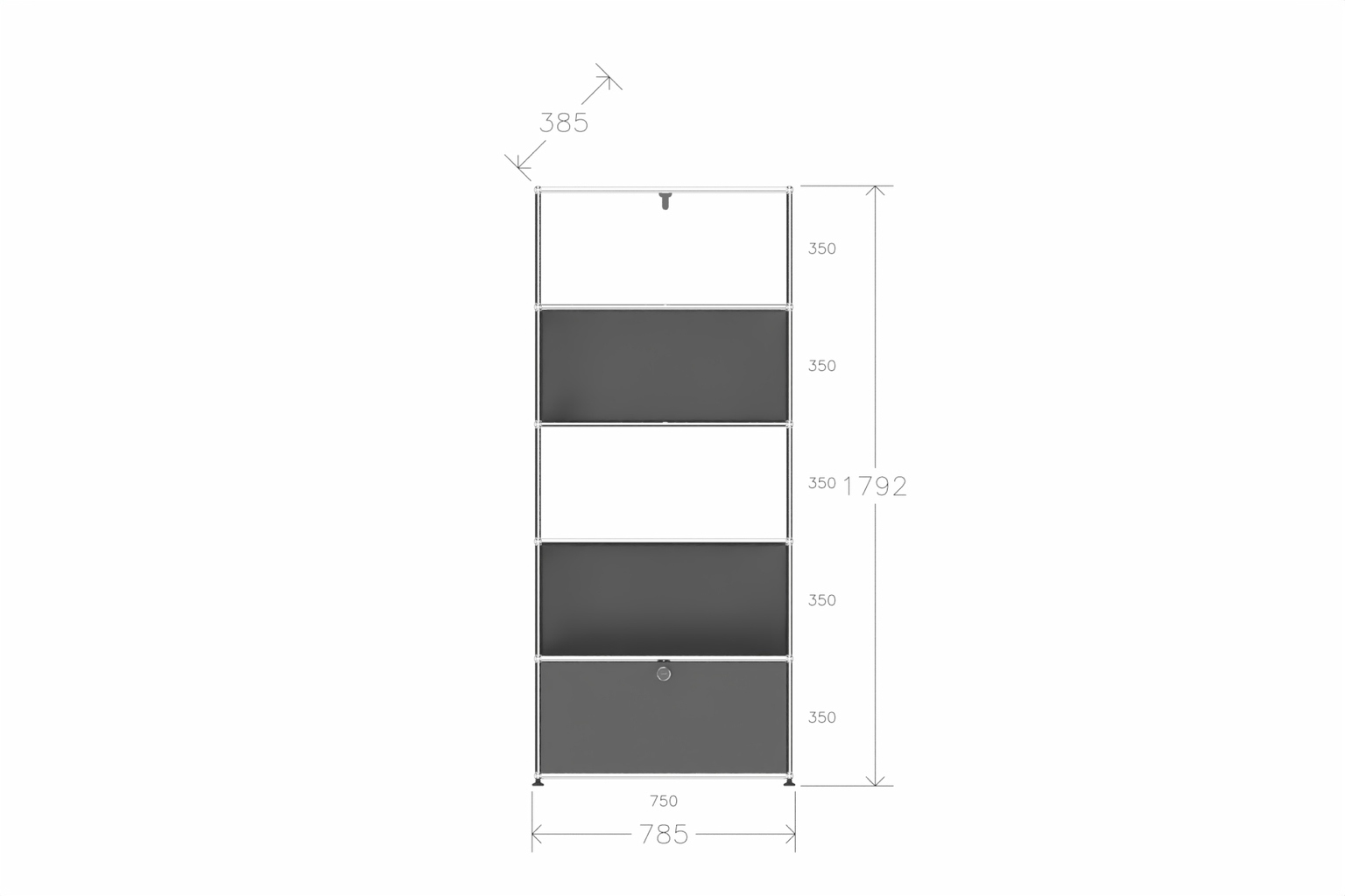 USM Haller Garderobe, 750 mm breit, mit Klapptüre Produktbild