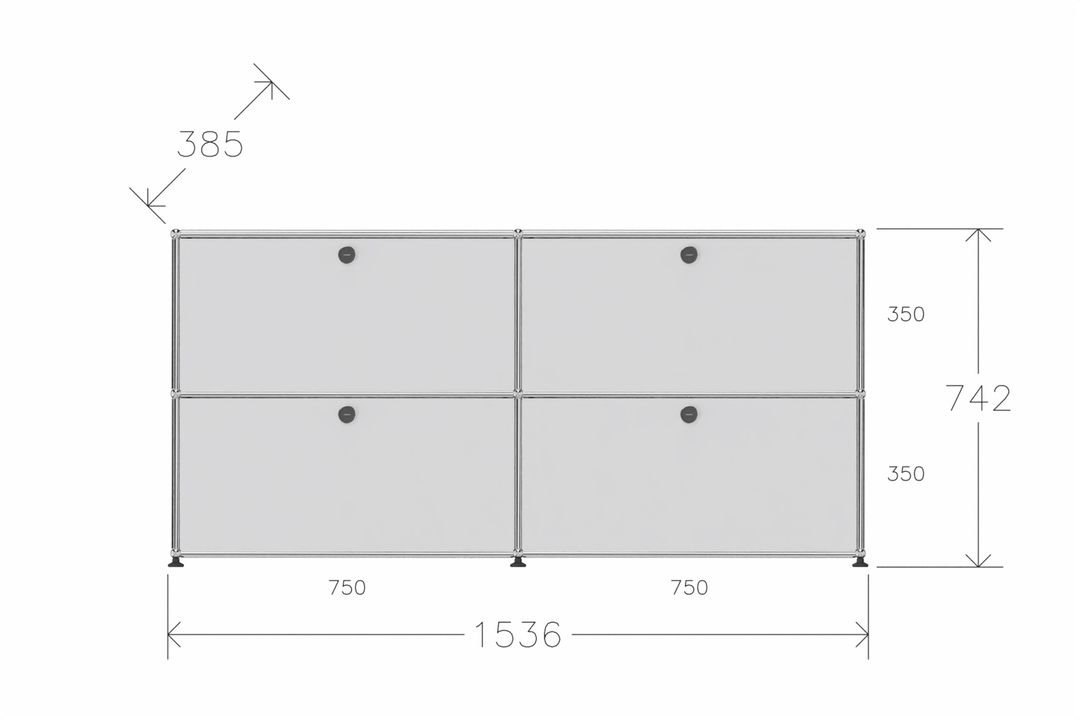 Original USM Haller Sideboard mit 4 Klapptüren in 24-reinweiss Produktbild