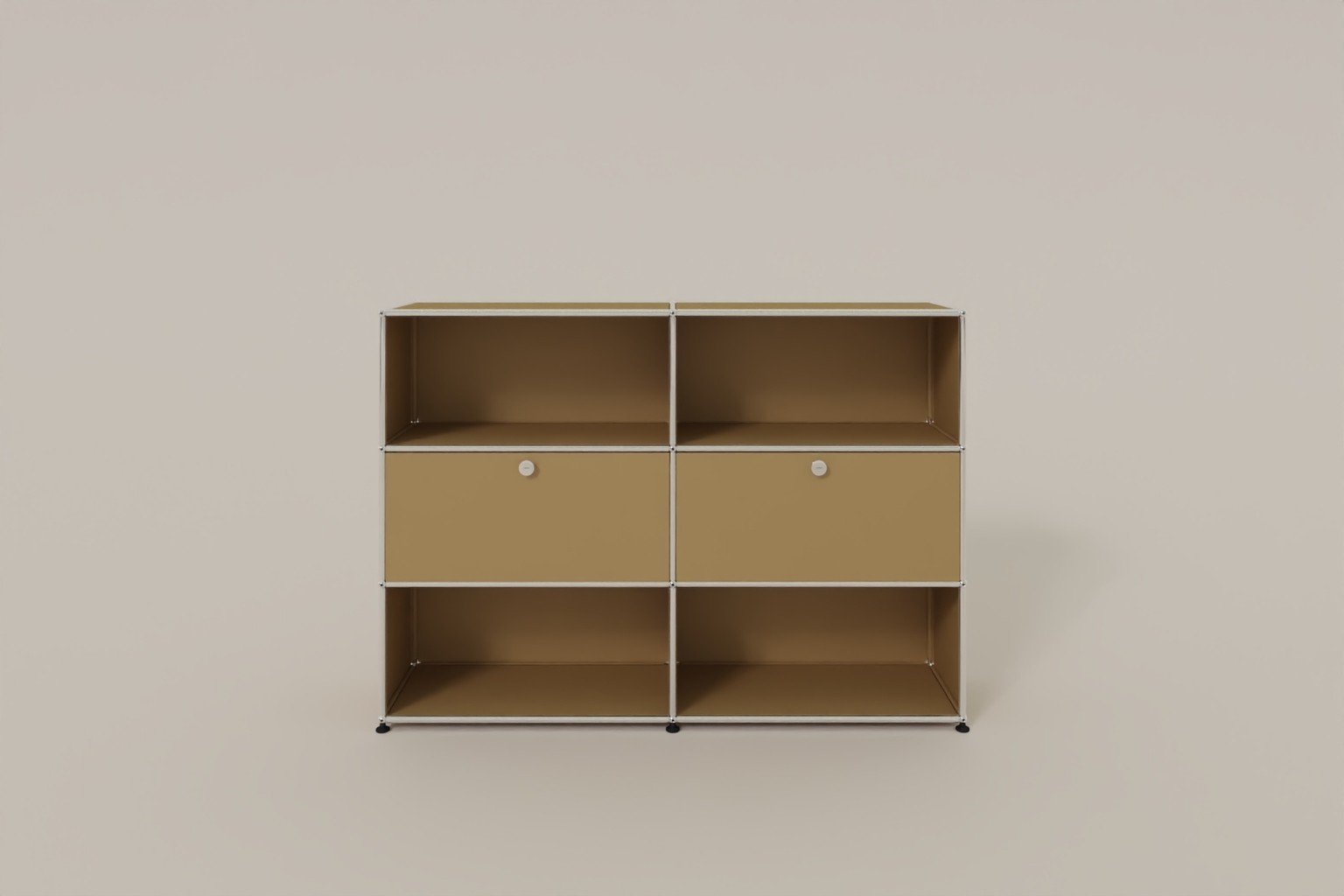 USM Haller Highboard mit 2 Klapptüren und 4 offenen Fächern in 14 Farben. Produktbild