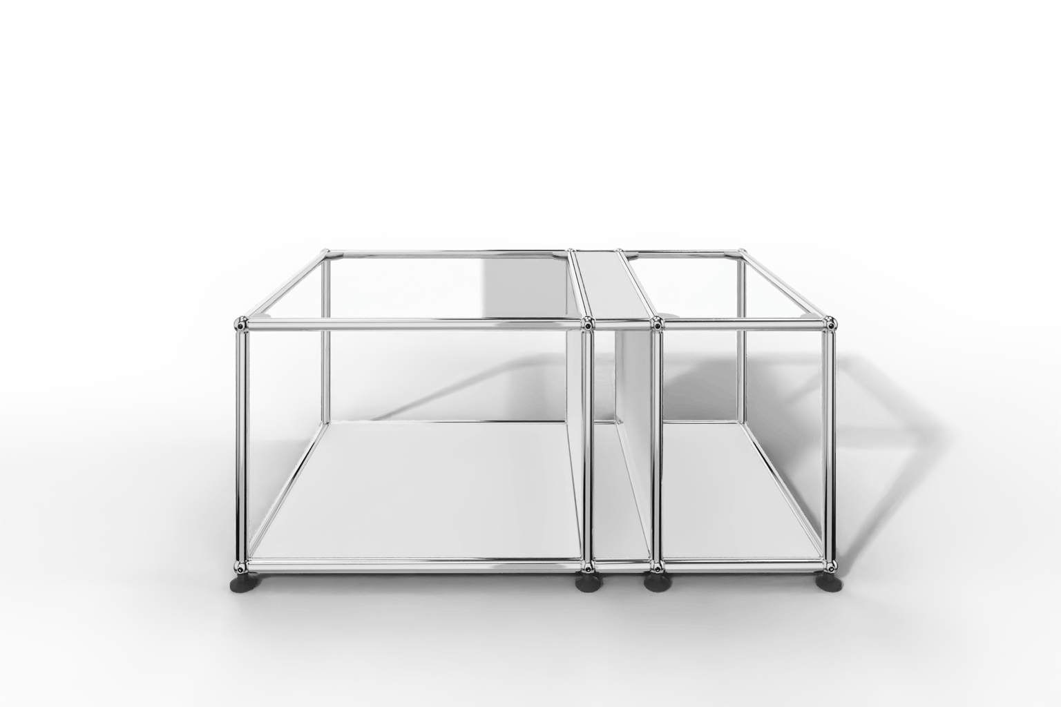 Couchtisch mit Zeitschriftenfach und Glastablaren Produktbild