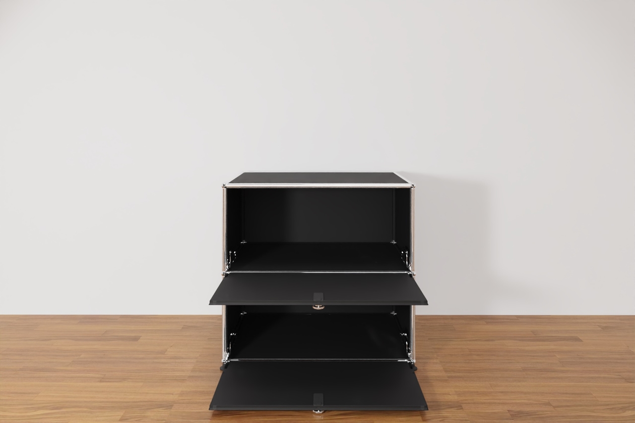 USM Haller Sideboard mit 2 Klapptüren übereinander in Graphitschwarz, Ausstellungsstück Produktbild