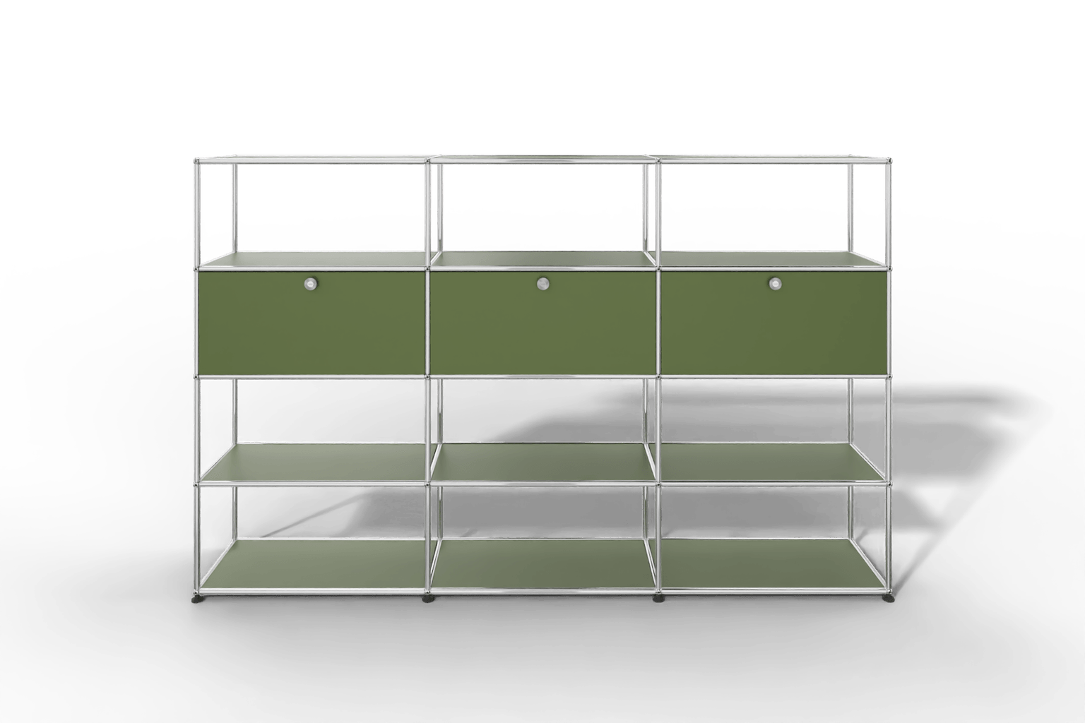 USM Haller Regal, mit 3 Klapptüren und 3 offene Reihen Produktbild