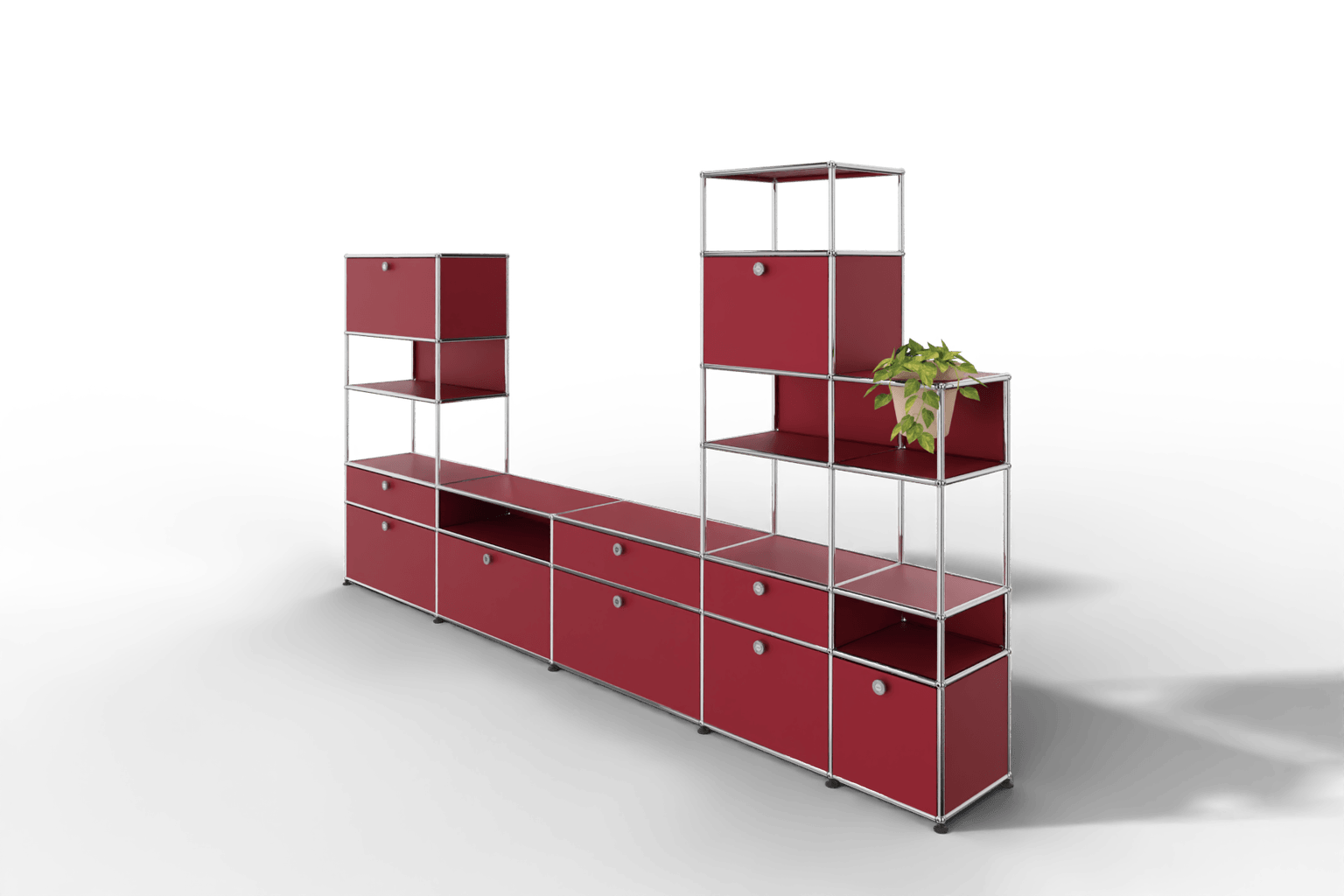 Regalwand mit Pflanzeneinsatz, offene und geschlossene Fächer kombiniert  Produktbild