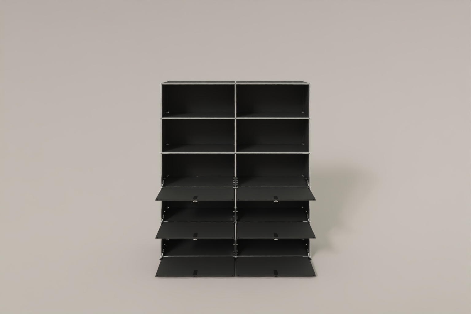 USM Haller Schrank/Regal mit 6 Klapptüren und offenen Fächern. Produktbild