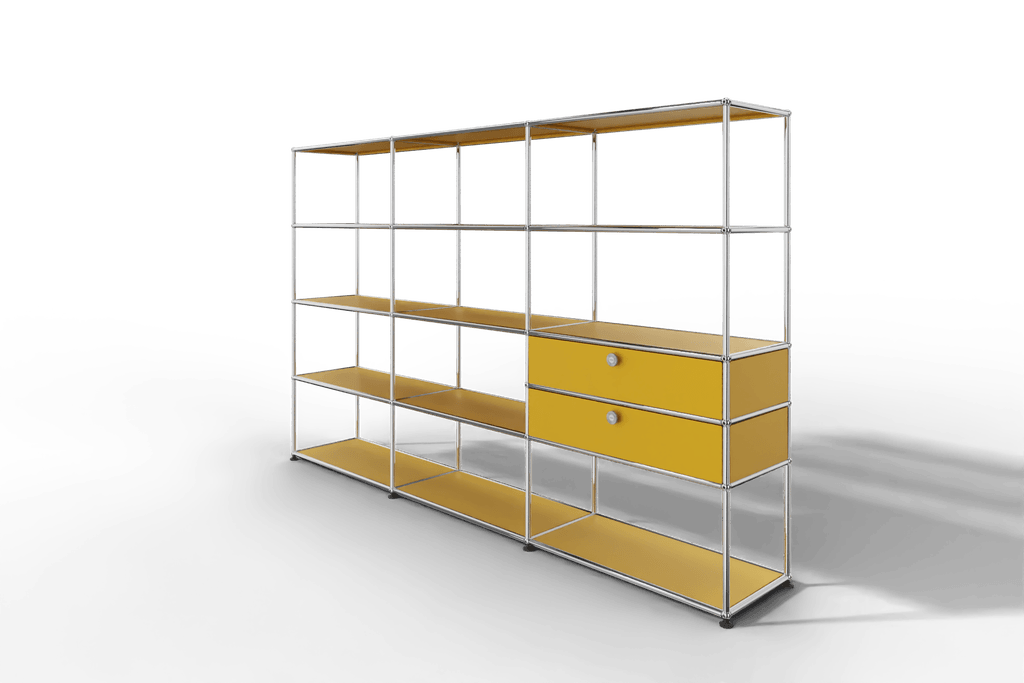 Regalwand, 11 offene Fächer, 2 Ausziehtüren Produktbild