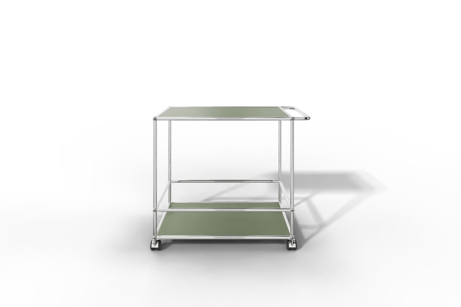 USM Haller Servierwagen mit Stoßbügel, Sonderedition in Olivgrün RAL 6003 Produktbild