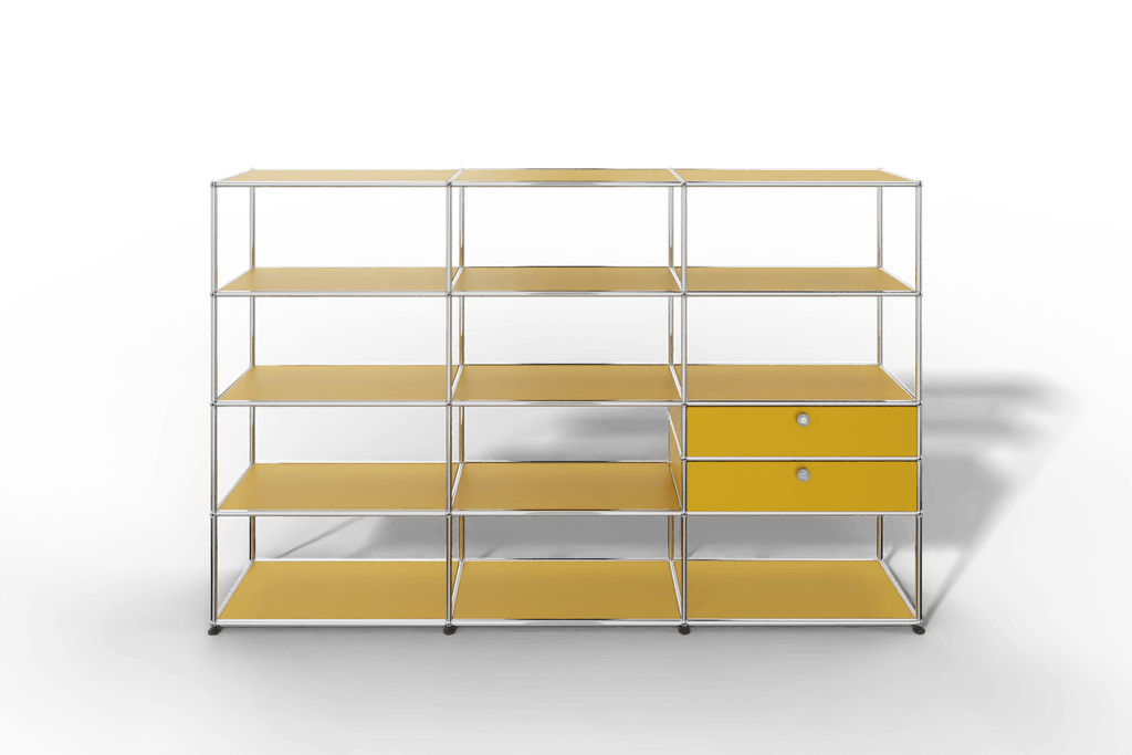 Regalwand, 11 offene Fächer, 2 Ausziehtüren Produktbild