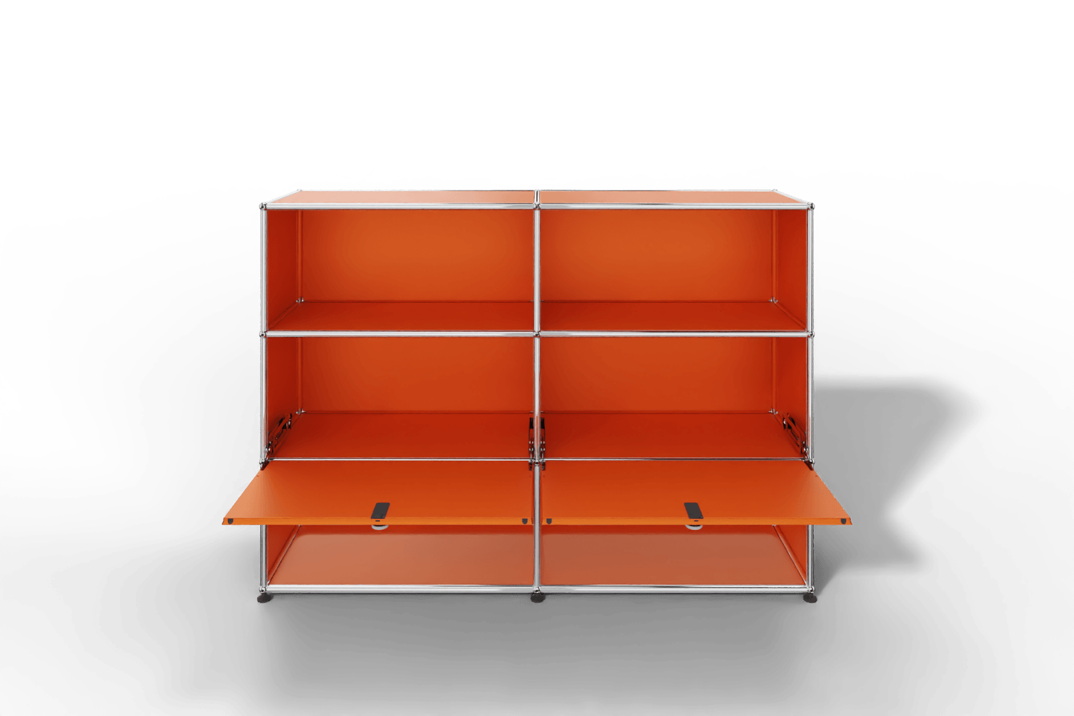 USM Haller Highboard mit 2 Klapptüren und 4 offenen Fächern in 14 Farben. Produktbild