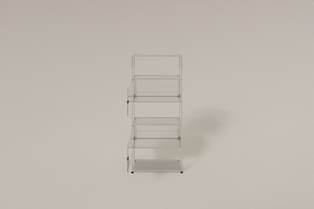 USM Haller Glasvitrine mit 2 Glastüren und 3 offenen Fächern Produktbild