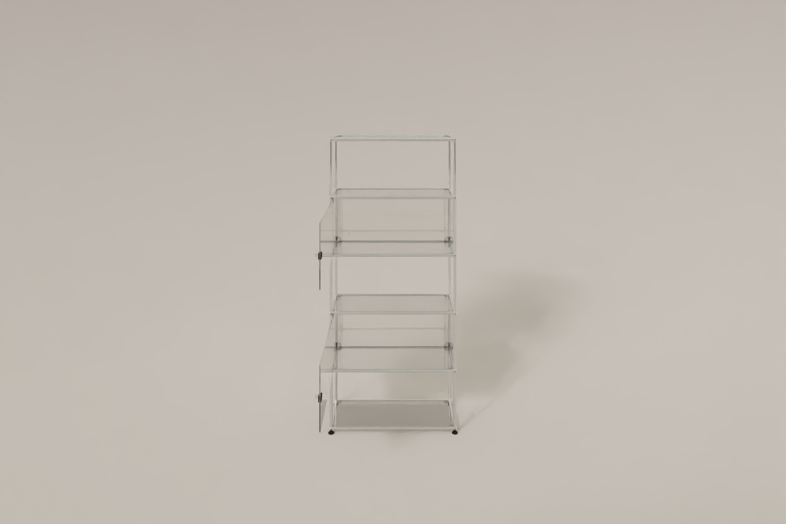 USM Haller Glasvitrine mit 2 Glastüren und 3 offenen Fächern Produktbild