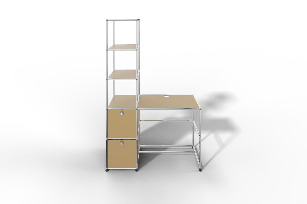 Arbeitsplatz mit zwei Klapptüren und Regal Produktbild