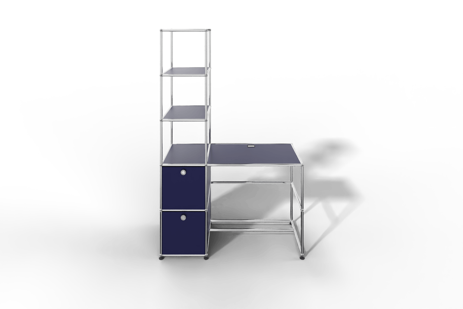 Arbeitsplatz mit zwei Klapptüren und Regal Produktbild