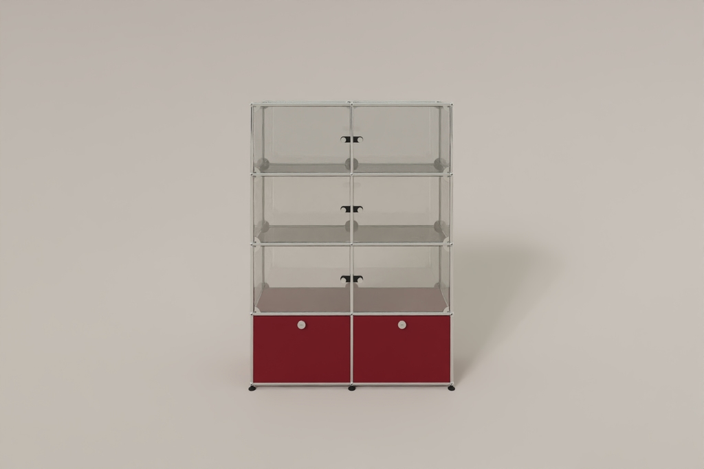 USM Haller Glasvitrine mit 6 Glastüren und 2 Klapptüren Produktbild