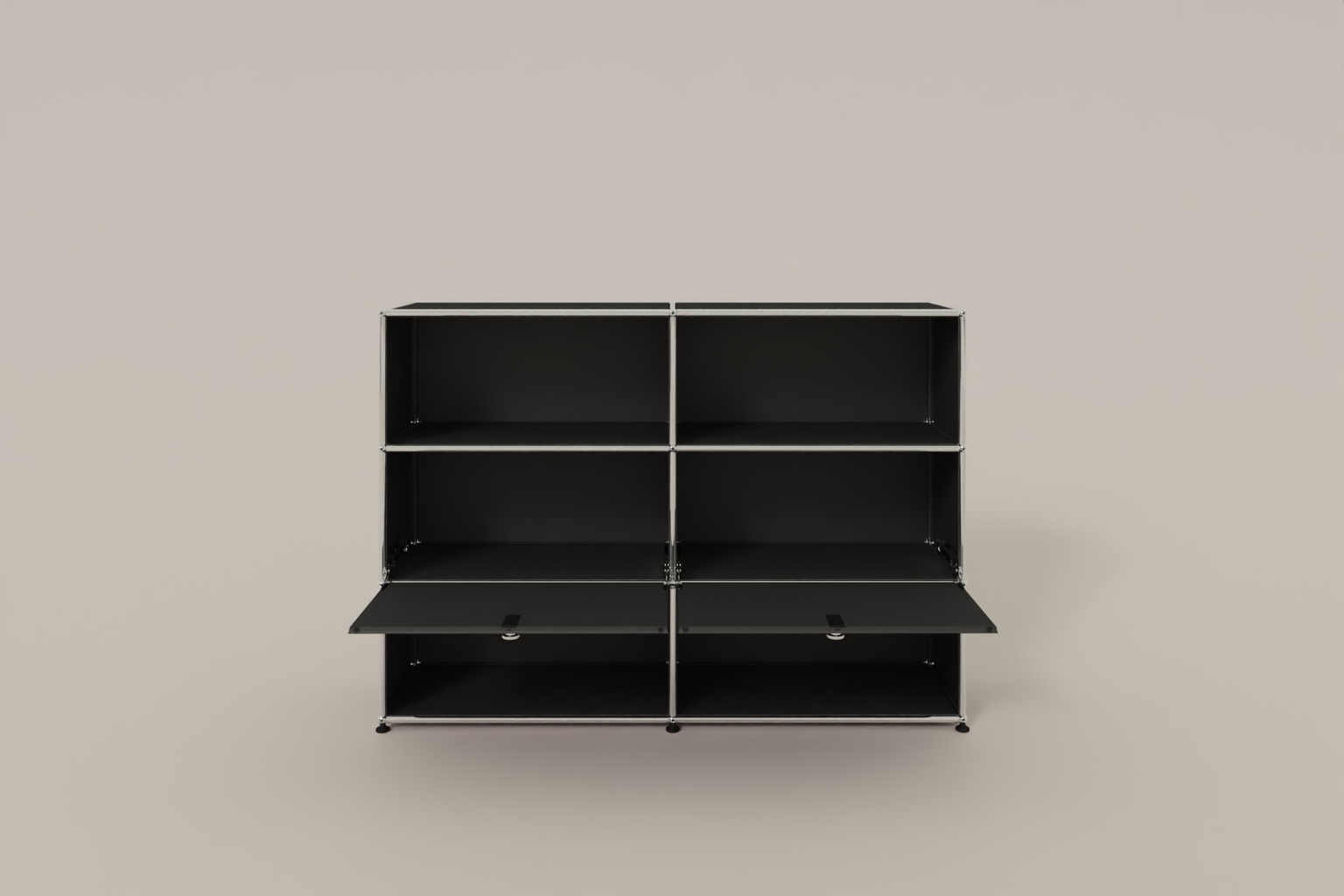 USM Haller Highboard mit 2 Klapptüren und 4 offenen Fächern in 14 Farben. Produktbild