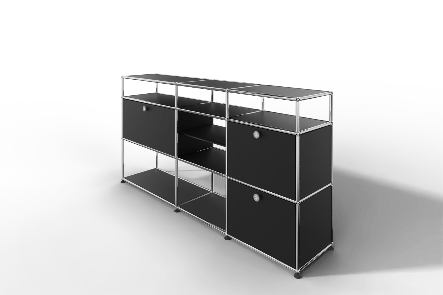 Sideboard mit offenen Elementen und Klapptüren Produktbild