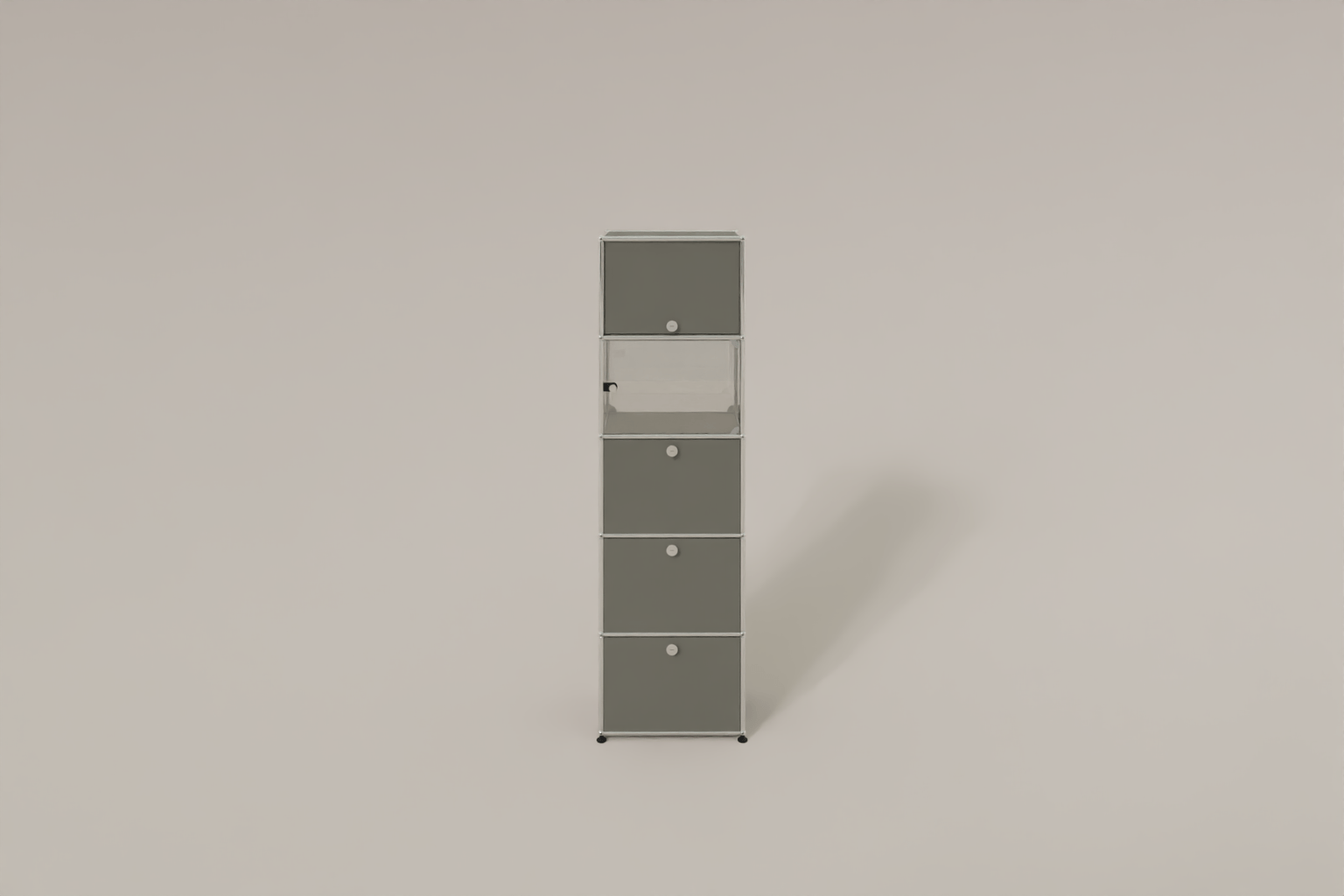 USM Haller schmales Regal mit Glasabteil Produktbild