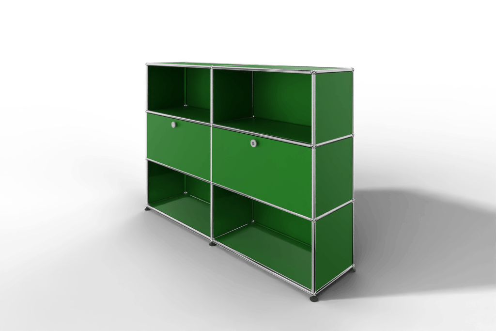 USM Haller Highboard mit 2 Klapptüren und 4 offenen Fächern in 14 Farben. Produktbild