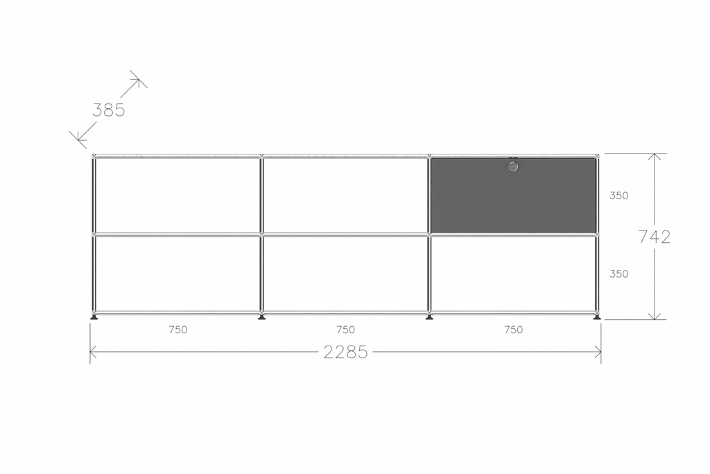 USM Haller Sideboard offen mit einer Klapptüre Produktbild