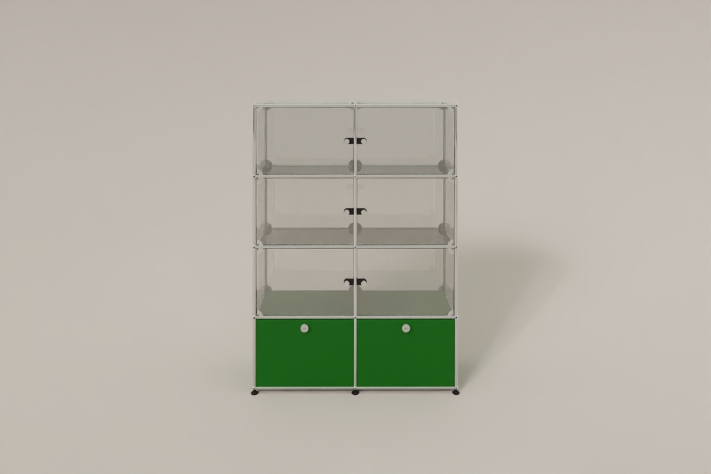 USM Haller Glasvitrine mit 6 Glastüren und 2 Klapptüren Produktbild