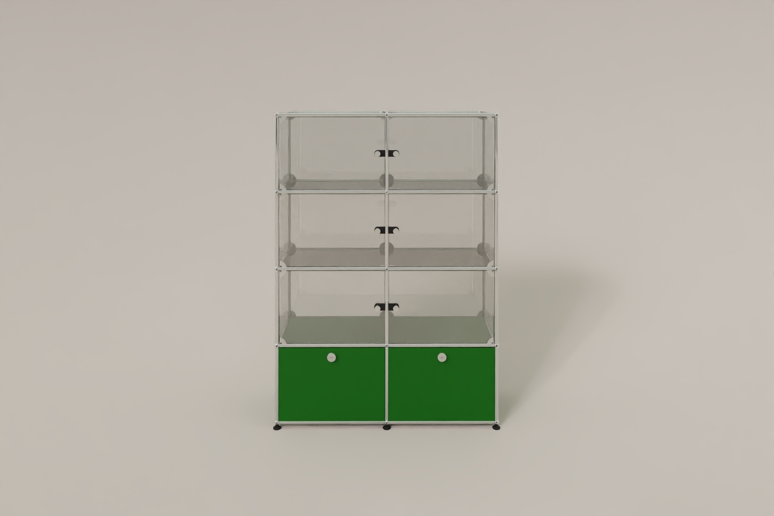 USM Haller Glasvitrine mit 6 Glastüren und 2 Klapptüren Produktbild