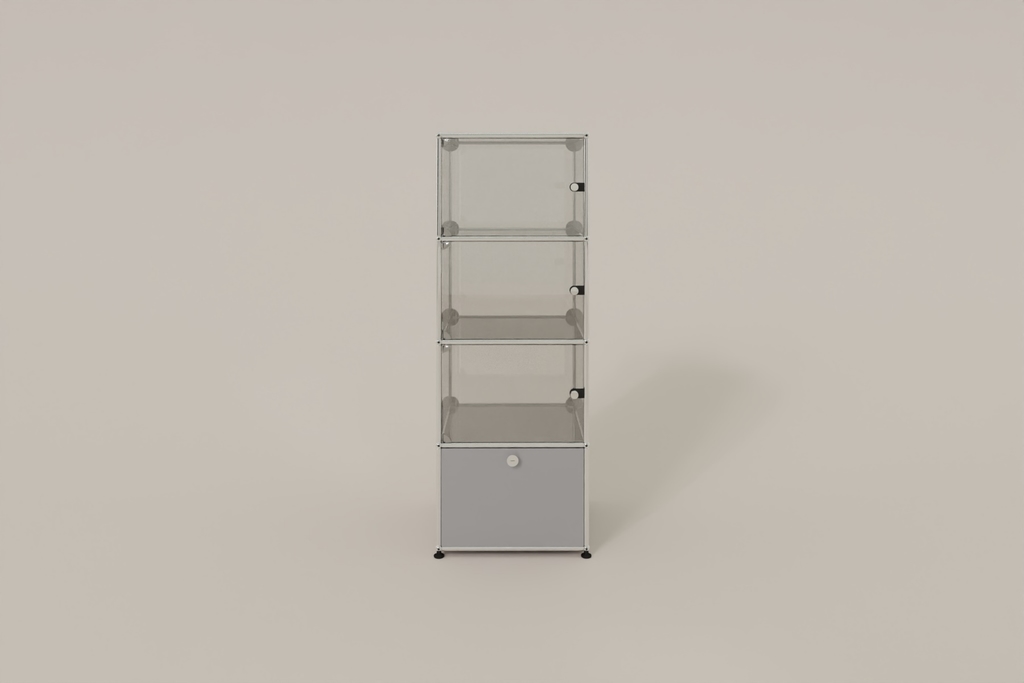 USM Haller Glasvitrine mit 3 Glastüren und 1 Klapptüre Produktbild