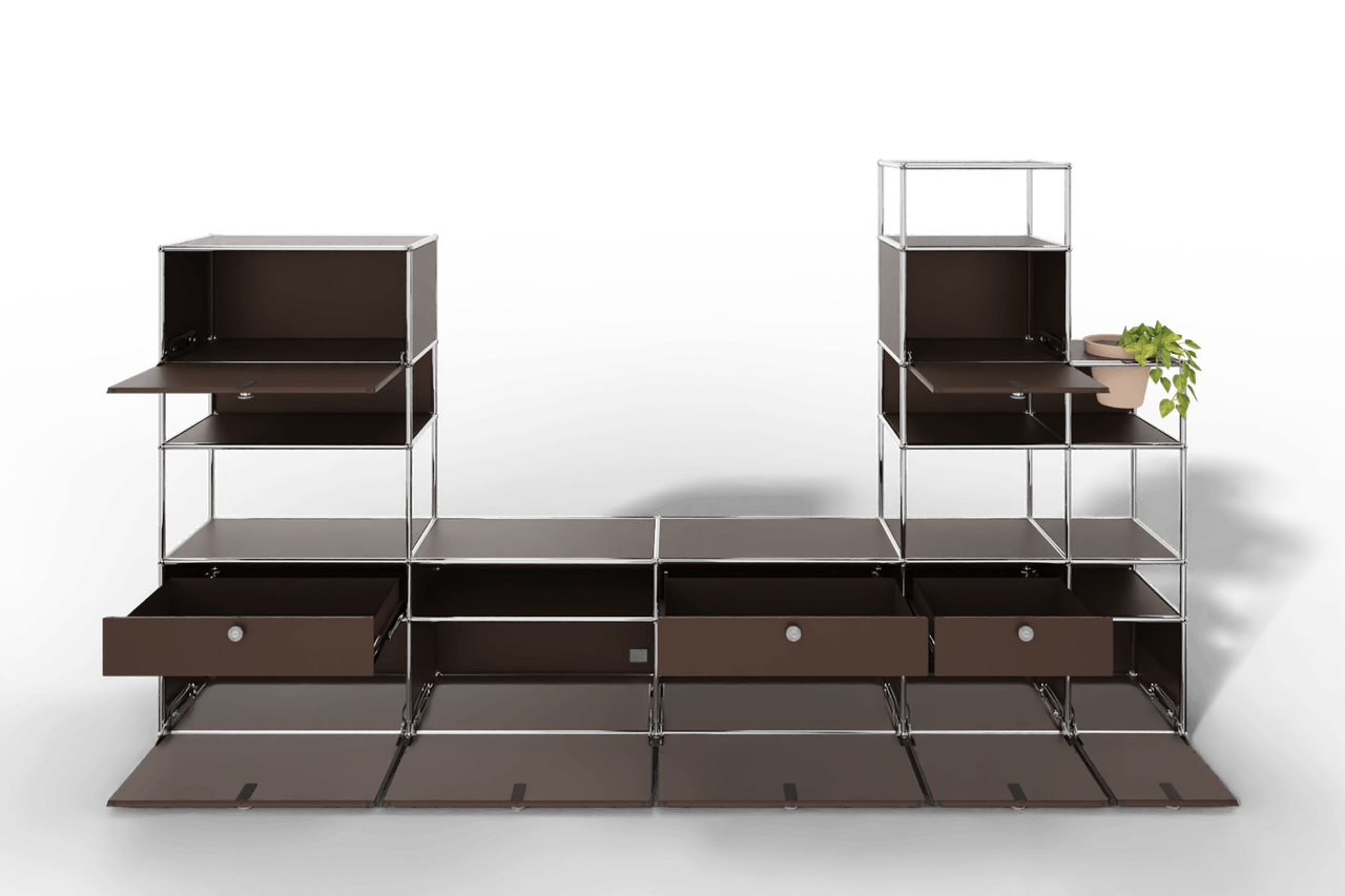 Regalwand mit Pflanzeneinsatz, offene und geschlossene Fächer kombiniert  Produktbild