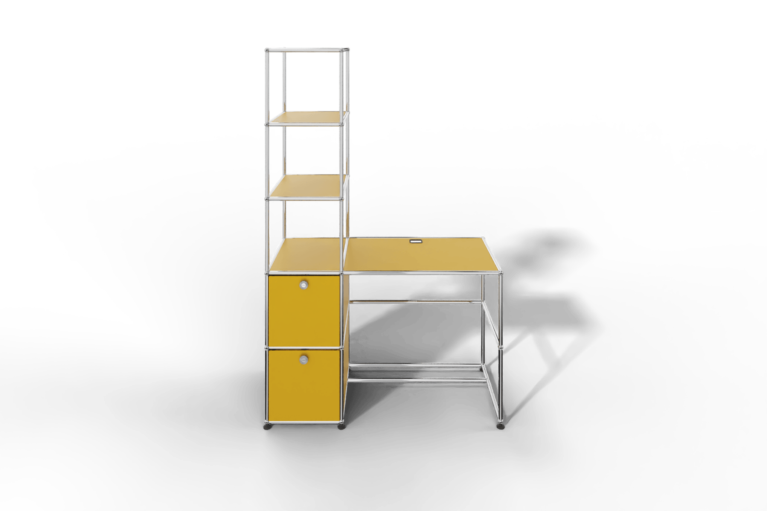 Arbeitsplatz mit zwei Klapptüren und Regal Produktbild