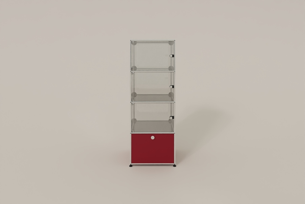 USM Haller Glasvitrine mit 3 Glastüren und 1 Klapptüre Produktbild