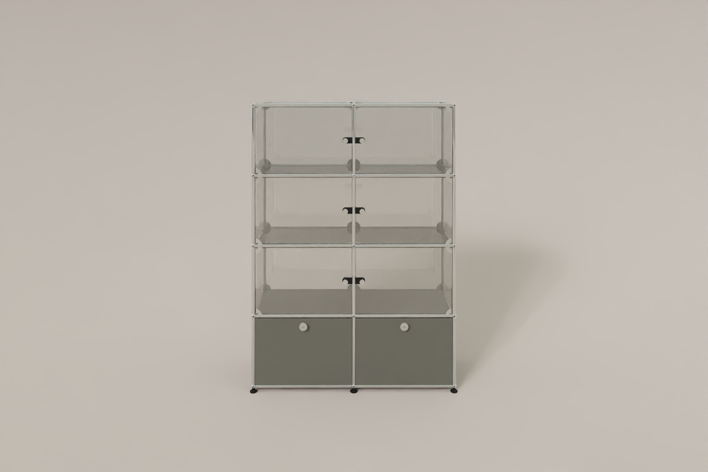 USM Haller Glasvitrine mit 6 Glastüren und 2 Klapptüren Produktbild