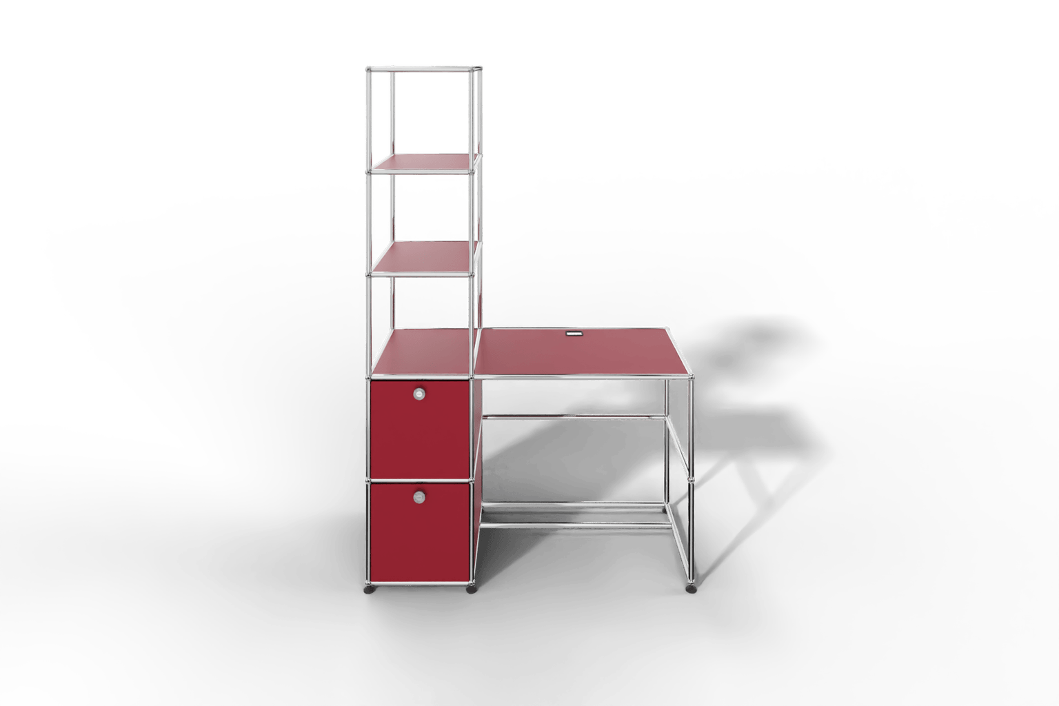 Arbeitsplatz mit zwei Klapptüren und Regal Produktbild