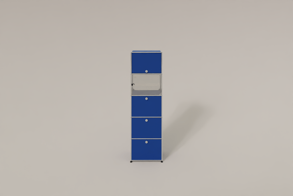 USM Haller schmales Regal mit Glasabteil Produktbild