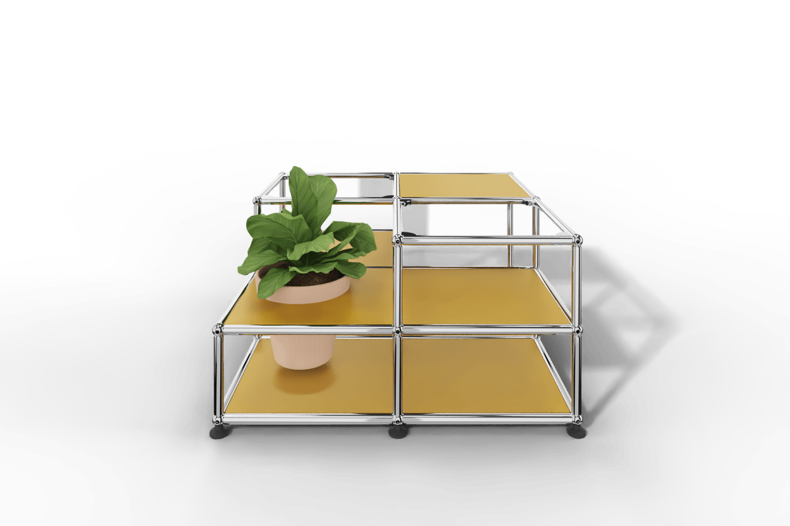 Couchtisch mit Glastablaren und Pflanzeneinsatz Produktbild