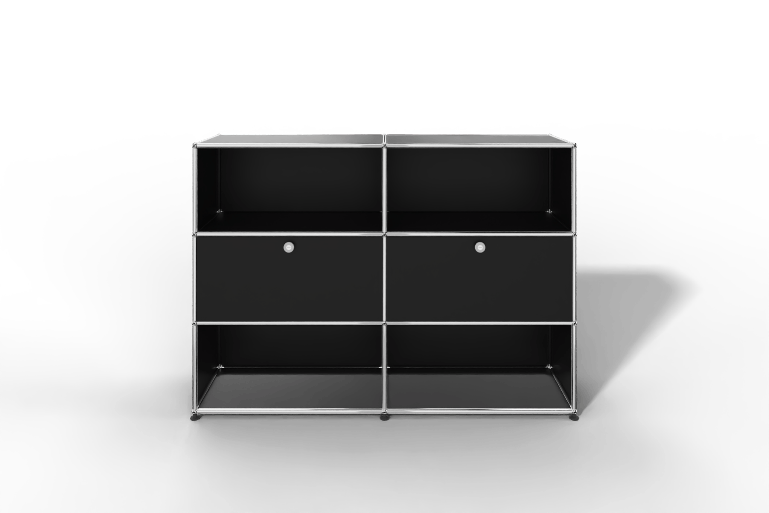 USM Haller Highboard mit 2 Klapptüren und 4 offenen Fächern in 14 Farben. Produktbild