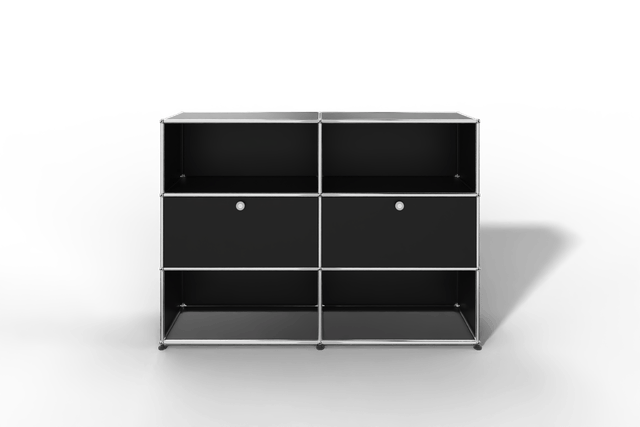 USM Haller Highboard mit 2 Klapptüren und 4 offenen Fächern in 14 Farben.