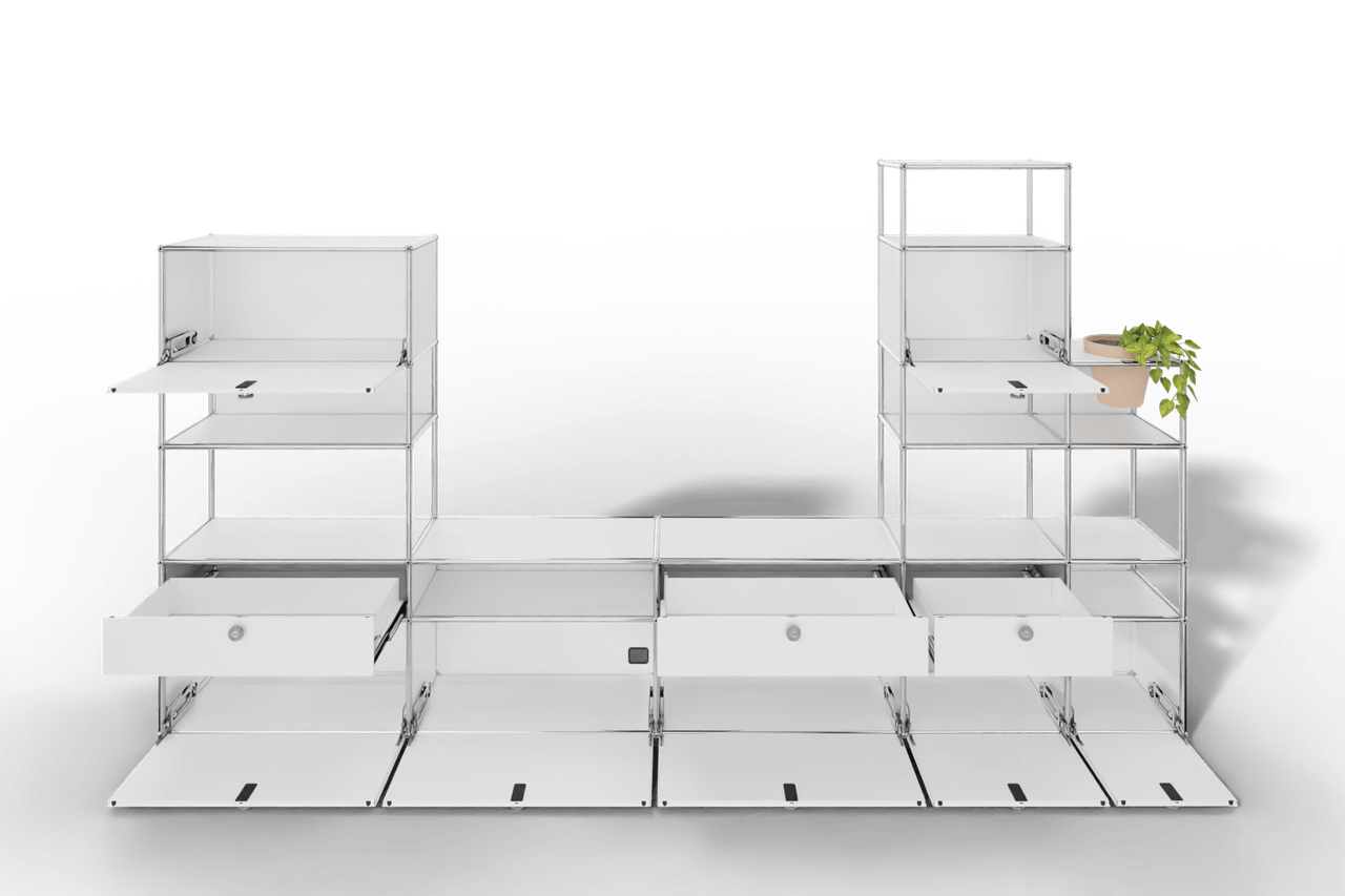 Regalwand mit Pflanzeneinsatz, offene und geschlossene Fächer kombiniert  Produktbild