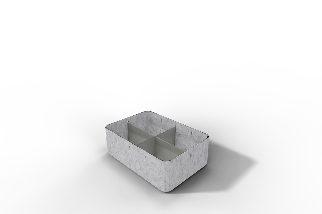 USM Inos Box tief, 250 mit Unterteilung 1x längs 1x quer - wählbar in Anthrazit oder Hellgrau Produktbild