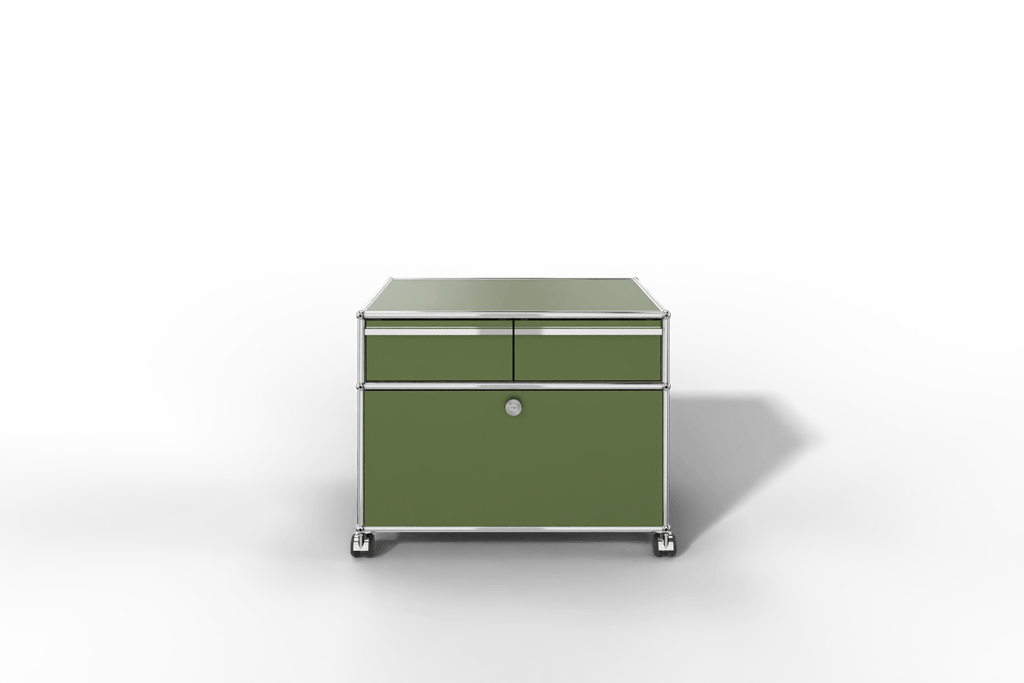 USM Haller Doppelrollcontainer mit zwei Schubladen und einer Klapptüre Produktbild