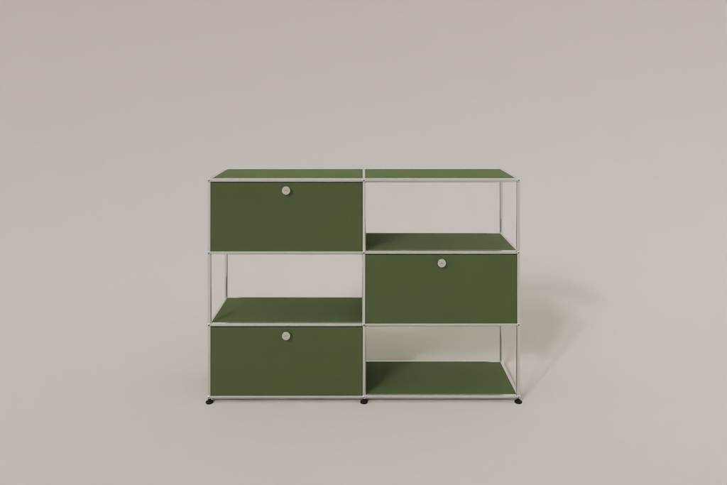 USM Haller Highboard/Raumteiler, 3 offene Elemente, 3 Klapptüren