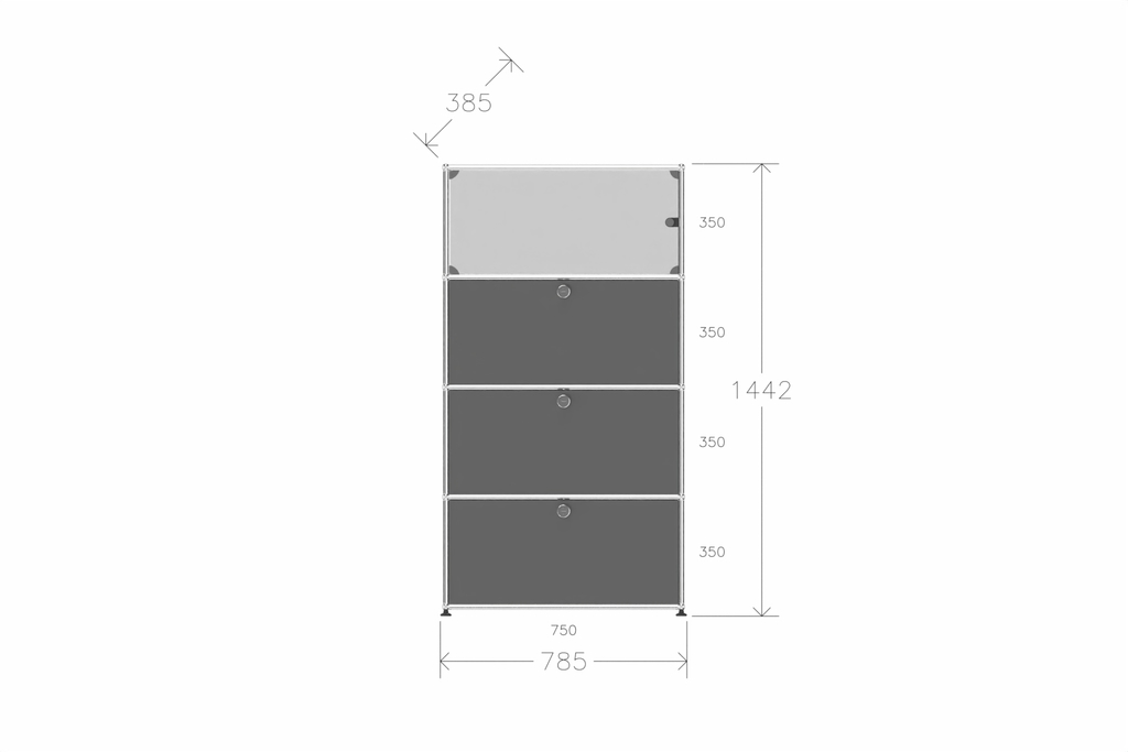 USM Haller Regal, 3 Klapptüren, 1 Vitrinen-Element Produktbild