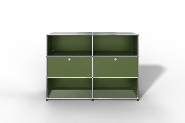 USM Haller Highboard mit 2 Klapptüren und 4 offenen Fächern in 14 Farben.