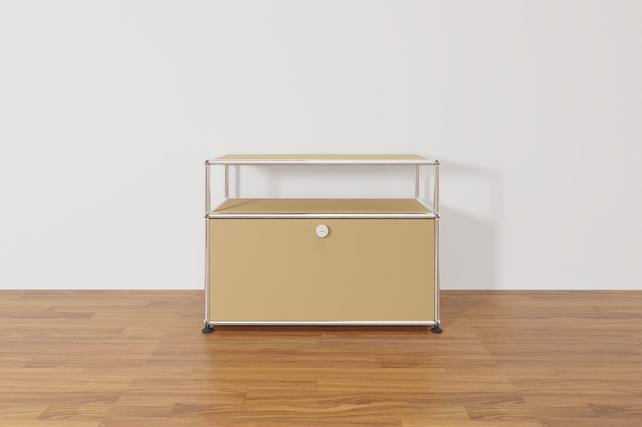 USM Haller Lowboard mit zusätzlicher Ebene in Beige, Ausstellungsstück Produktbild