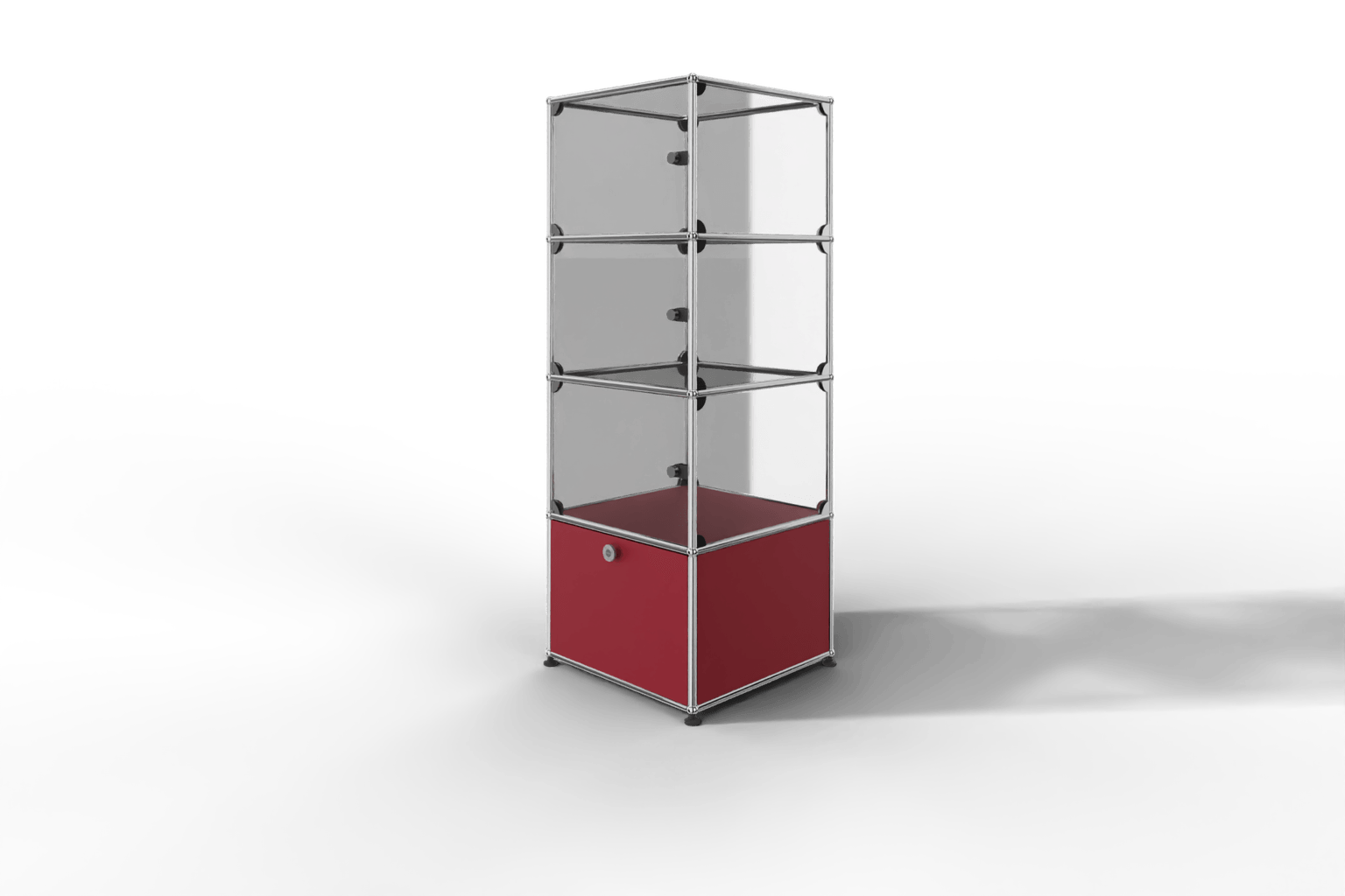 USM Haller Glasvitrine mit 3 Glastüren und 1 Klapptüre Produktbild